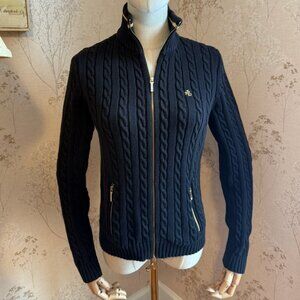 Lauren Ralph Lauren full-zip cable-knit jumper in black cotton